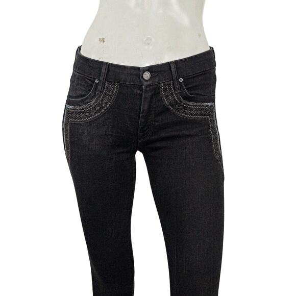 MOTHER denim Looker inside Zip Jeans Black Sheep Princess embroidered sz 26 - Picture 10 of 14